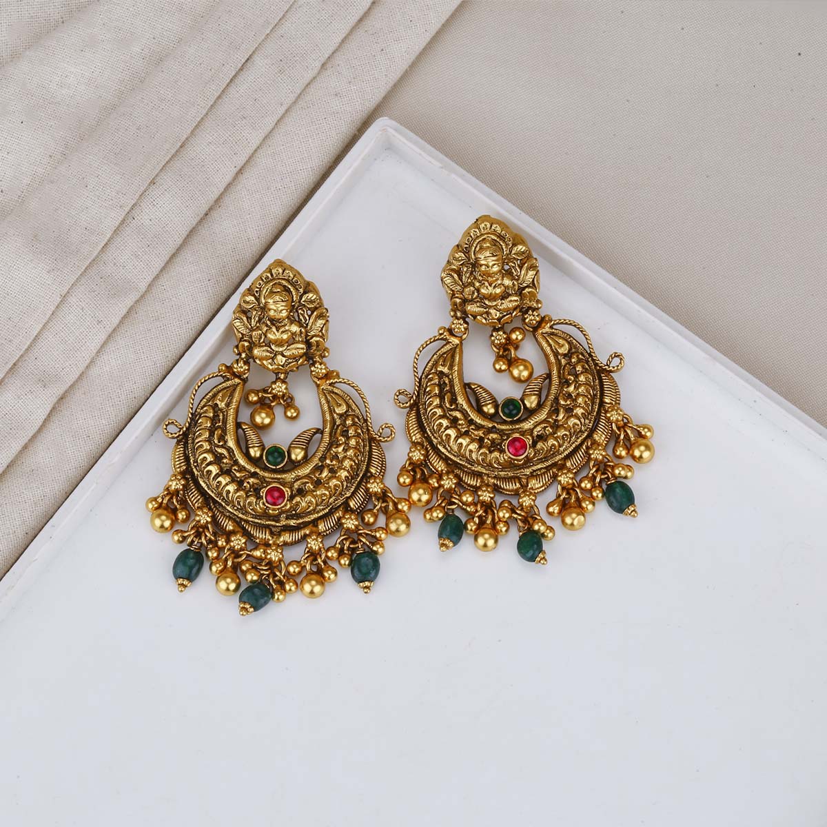 Buy Traditional Nagas Jewellery kemp stone antique jhumkas online shopping